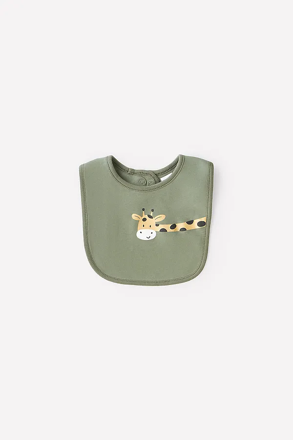 Слюнявчик  CROCKID SALE, зеленый(веселые жирафы) - фото 1