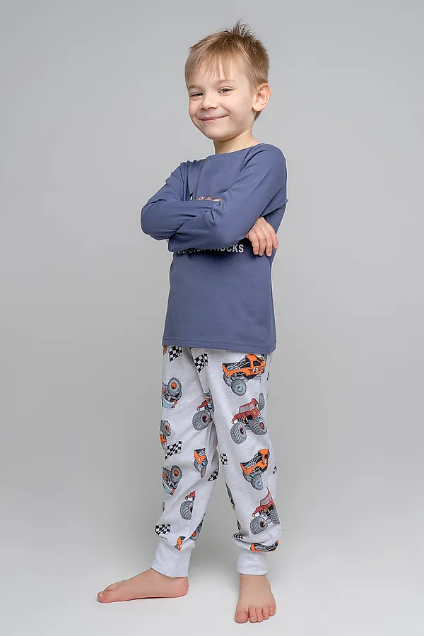 Пижама CROCKID SALE, стальной, машины на меланже - фото 1