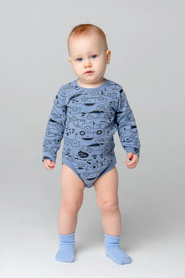 Боди CROCKID SALE, быстрые машинки на серо-голубом - фото 1