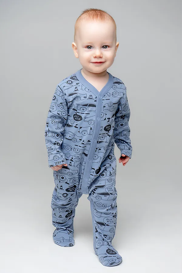 Комбинезон CROCKID SALE, быстрые машинки на серо-голубом - фото 1