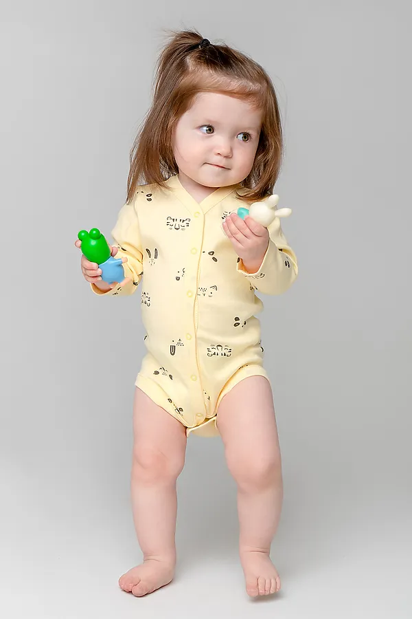 Боди CROCKID SALE, забавные мордочки на св.желтом - фото 1