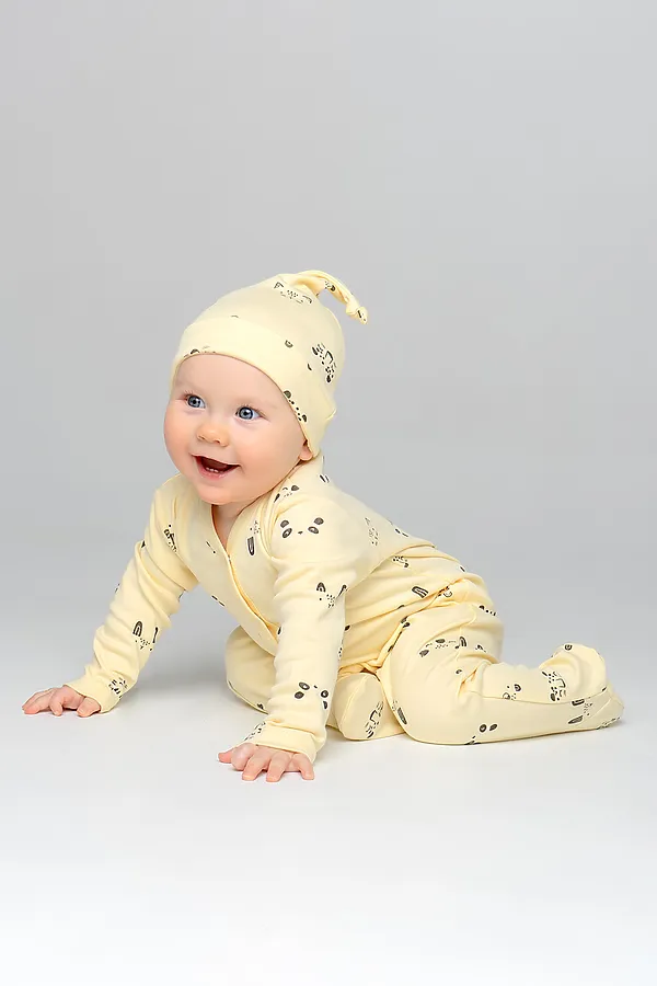 Комбинезон CROCKID SALE, забавные мордочки на св.желтом - фото 1