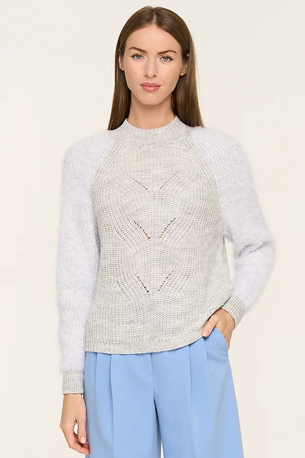 Джемпер VAY, св.серый меланж/белая перьевая - фото 1