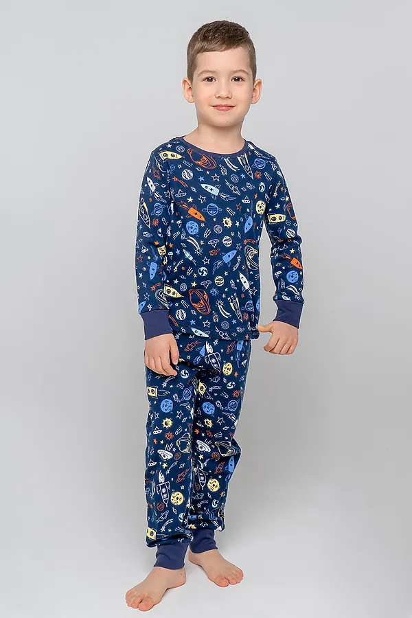 Пижама CROCKID SALE, космические ракеты на гл.синем - фото 1