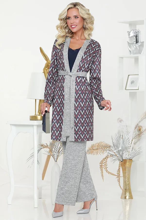 Костюм (Кардиган+Брюки) DSTREND, серый - фото 1