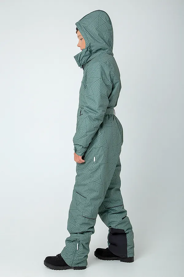 Комбинезон  CROCKID SALE, зеленый мох, геометрические линии - фото 1