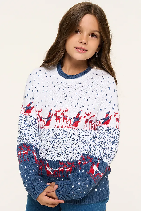 Джемпер NEWVAY, т.джинс/белый/алый - фото 1