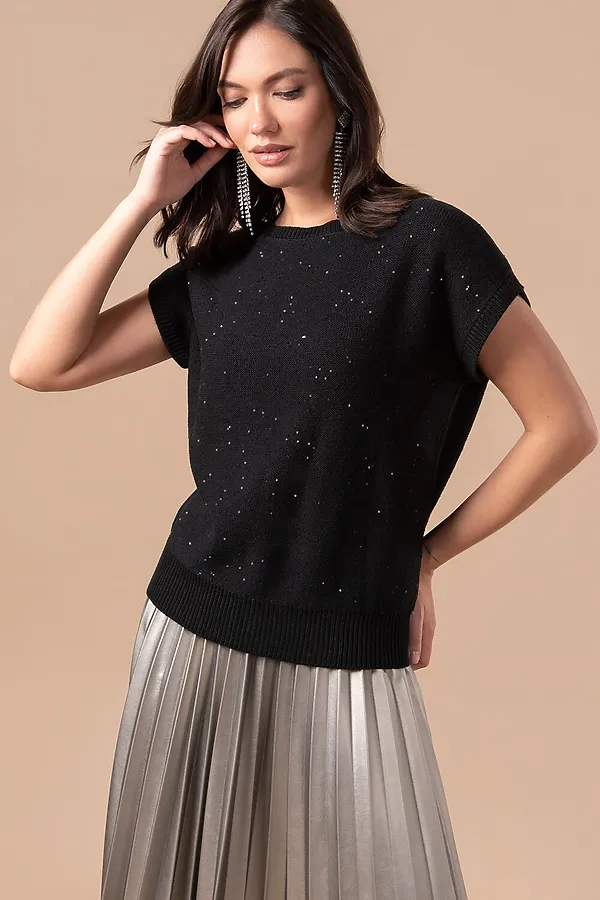 Джемпер  VILATTE, черный_черный_пайетки - фото 1