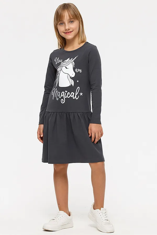 Платье KOGANKIDS, т.серый - фото 1