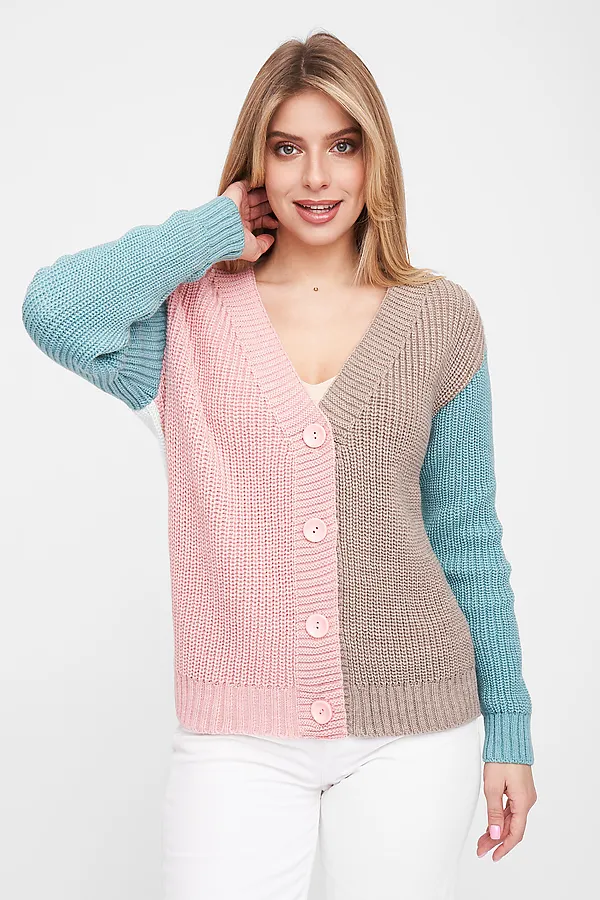 Жакет СТИЛЬ, мятно-розовый микс - фото 1
