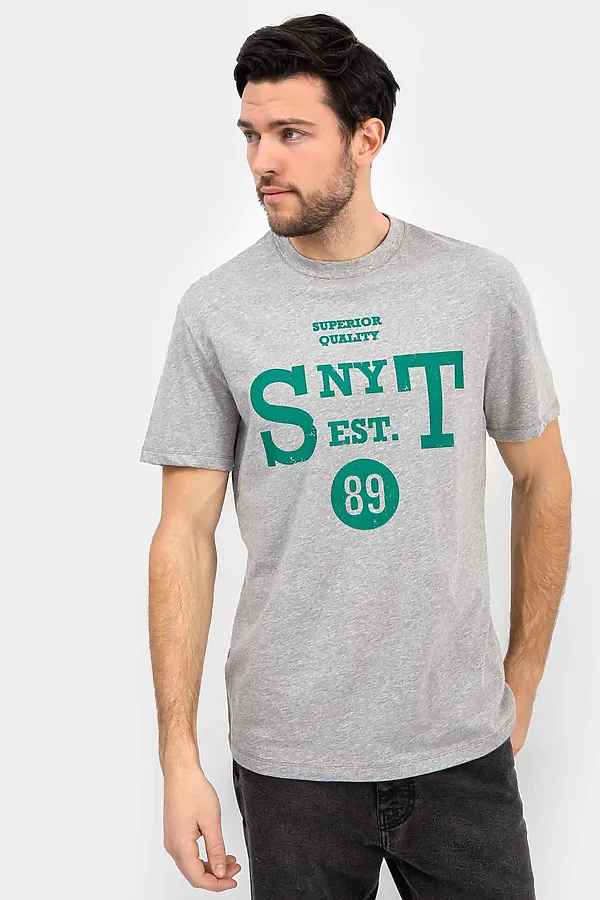 Футболка  MARK FORMELLE, серый меланж 4425-в +печать - фото 1