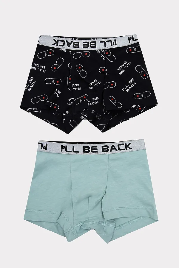 Трусы 2шт MARK FORMELLE, текст на черном +серо -голубой - фото 1