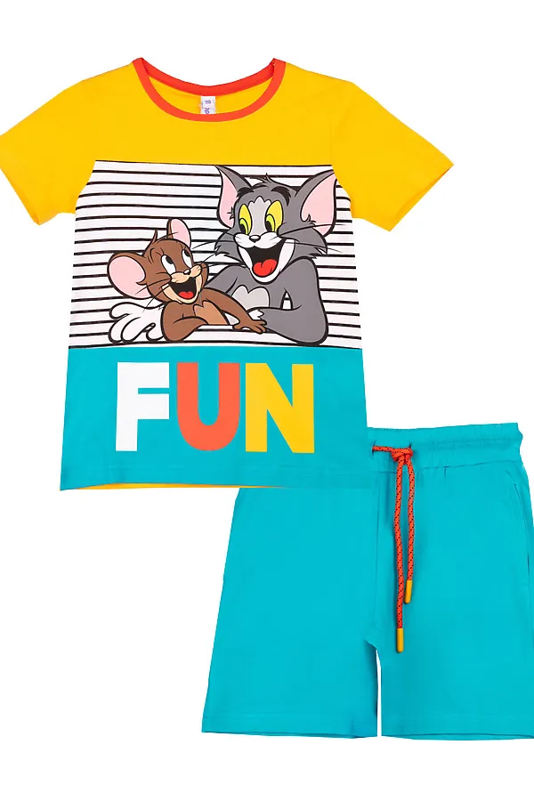 Комплект (Футболка+Шорты) PLAYTODAY, оранжевый,голубой,разноцветный - фото 1