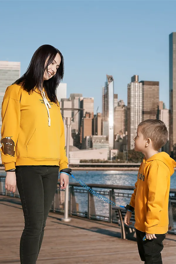 Поводок безопасности 2 м на пружине "Чилли Вилли" Nothing But Love, черный, светло-синий - фото 1