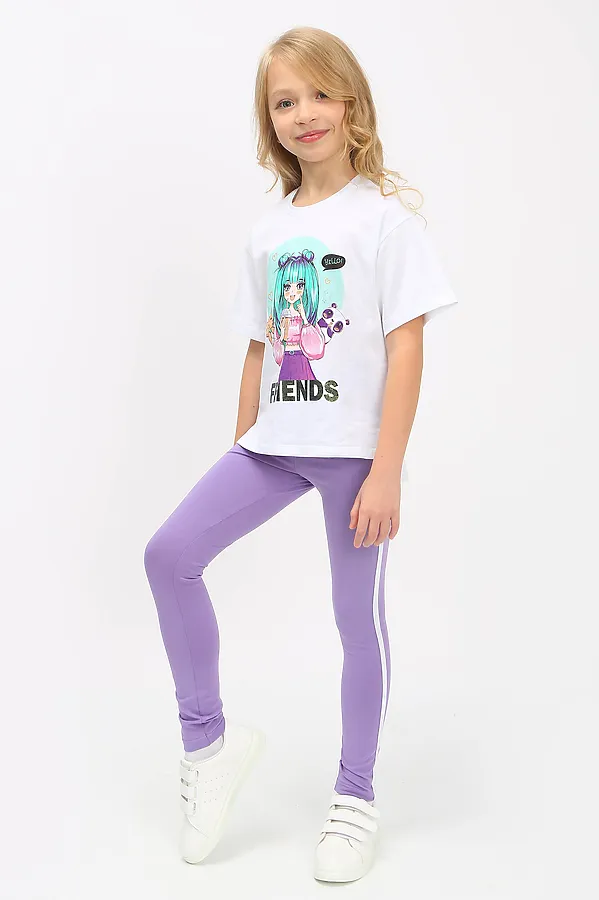 Костюм (Футболка+Леггинсы) ИВАШКА, сиреневый - фото 1