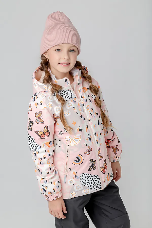 Куртка  CROCKID SALE, светлый жемчуг, абстракция и бабочки - фото 1