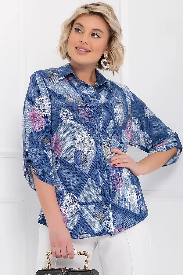 Блуза БЕЛЛОВЕРА, голубой, розовый - фото 1