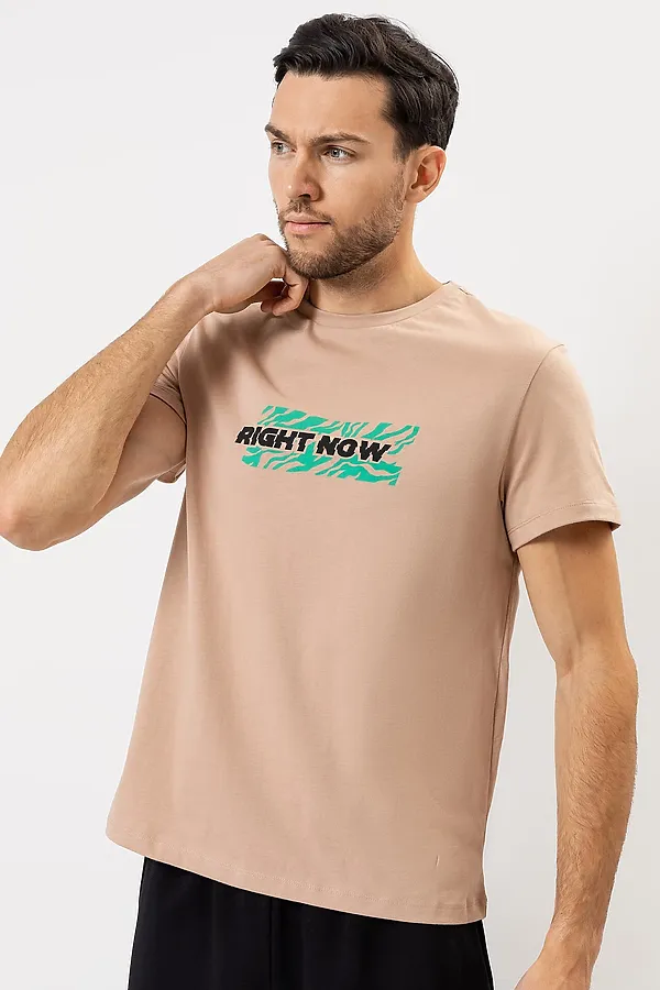 Футболка MARK FORMELLE, кофейный +печать - фото 1