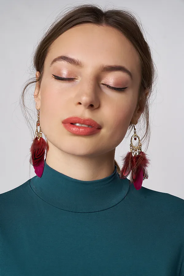 Серьги "Свободный танец" MERSADA, золотистый, бордовый - фото 1