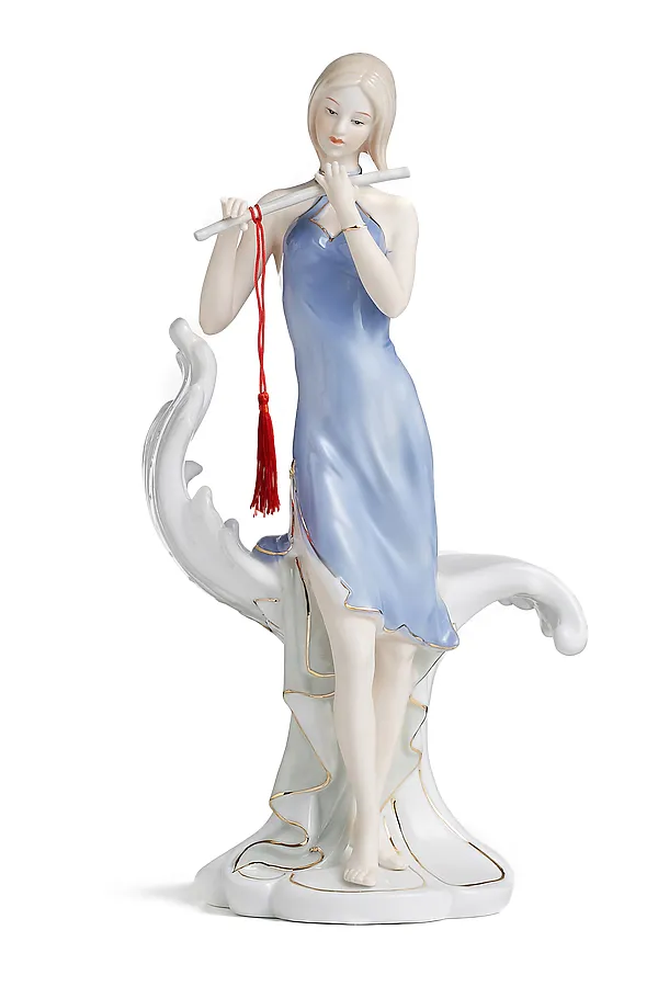 Статуэтка керамическая статуэтка девушки декоративная статуэтка с глазурью "Голубая лагуна" Nothing But Love, кремовый, мятный, светло-синий - фото 1