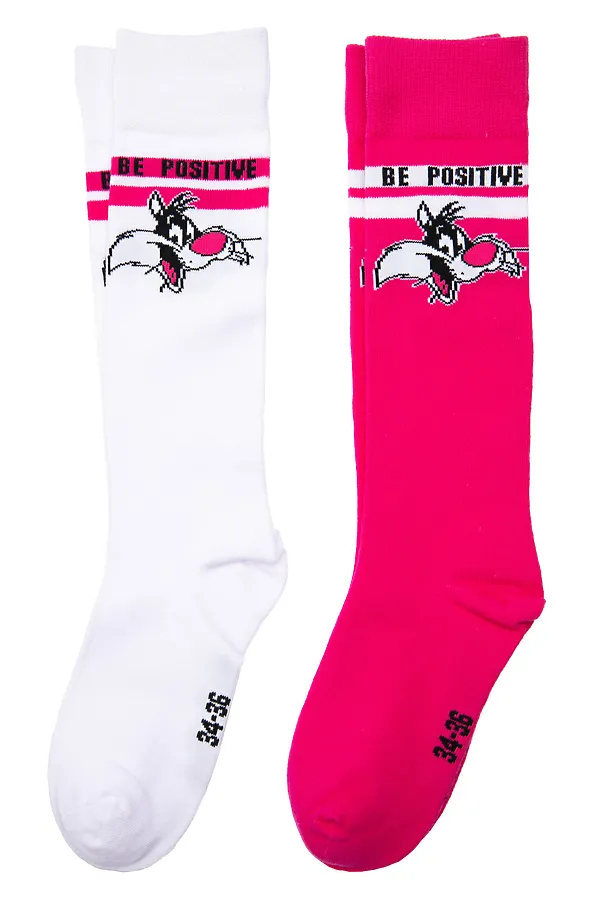 Гольфы, 2 п. PLAYTODAY, белый,фуксия - фото 1