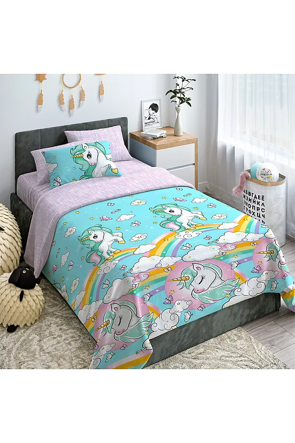 Комплект постельного белья "Волшебная Ночь" Junior 1,5СП Rainbow unicorn NORDTEX, rainbow unicorn - фото 1