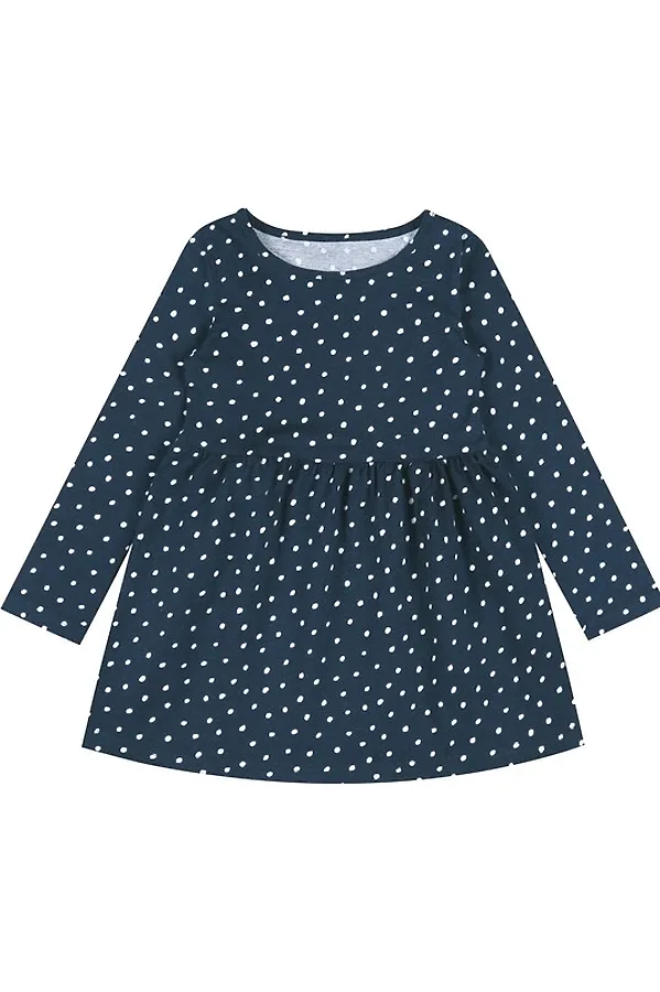 Платье АПРЕЛЬ, белые пятнышки на темно-синем - фото 1