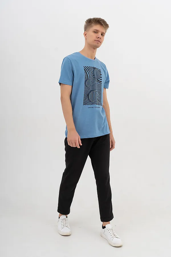 Футболка  LET'S GO, джинсовый - фото 1