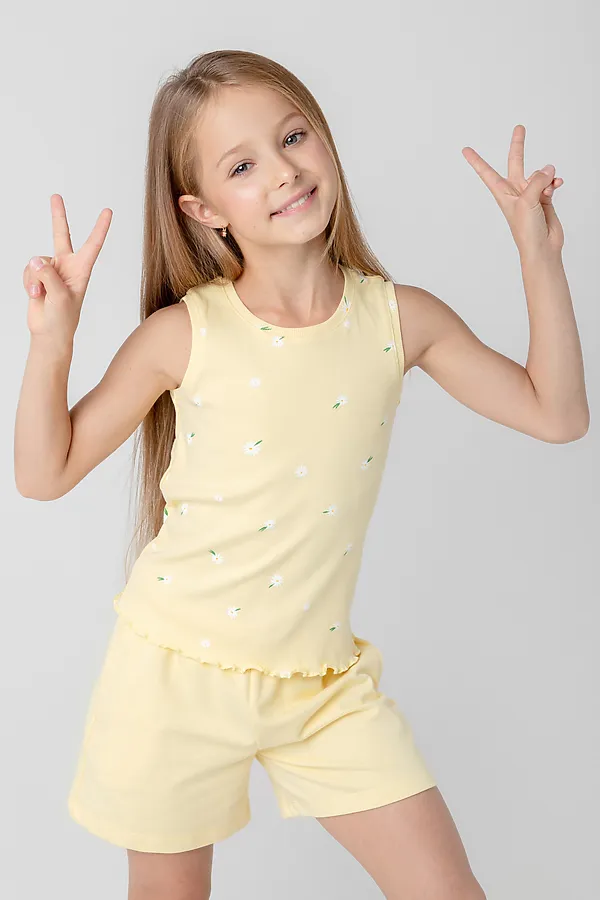 Майка CROCKID SALE, бледно-желтый,летние цветы к395 - фото 1