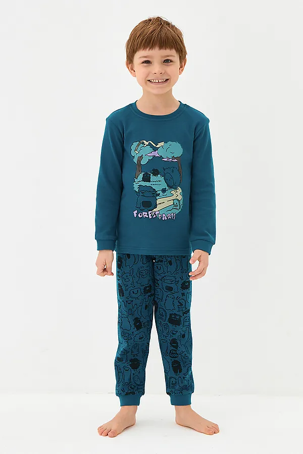 Пижама  KOGANKIDS, синий набивка монстры - фото 1