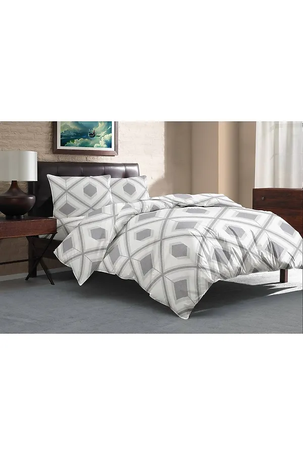 КПБ Поплин ромбы серый/белый LET'S GO, белый - фото 1