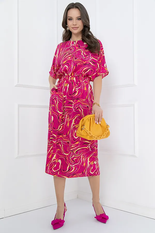 Платье BELLOVERA, розовый, жёлтый - фото 1
