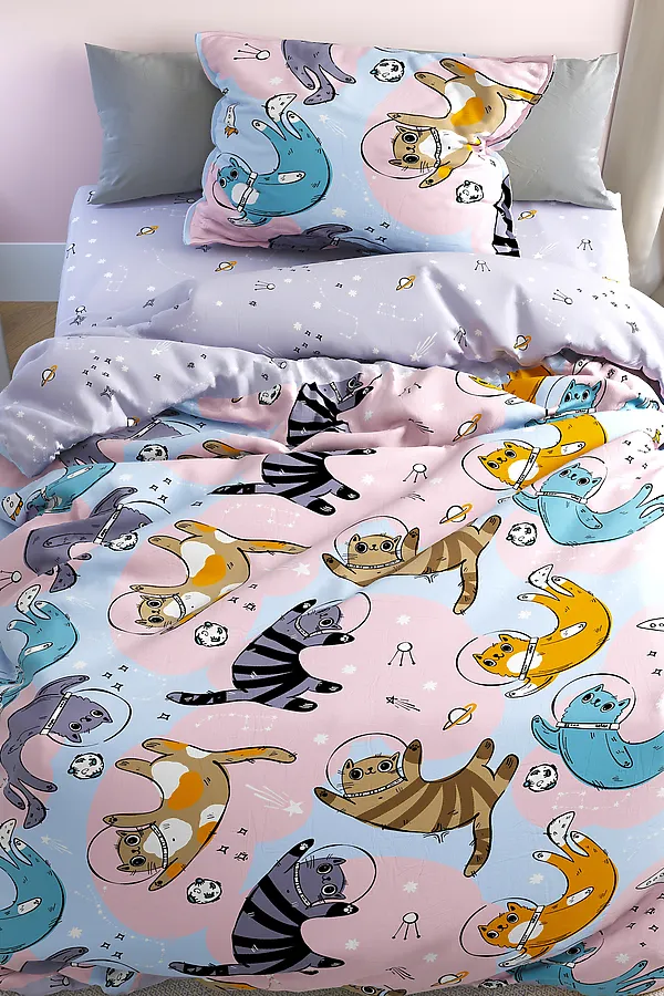 КПБ Павлайн FreeDom бязь Коты в Космосе, 1, 5 сп НАТАЛИ, в ассортименте - фото 1