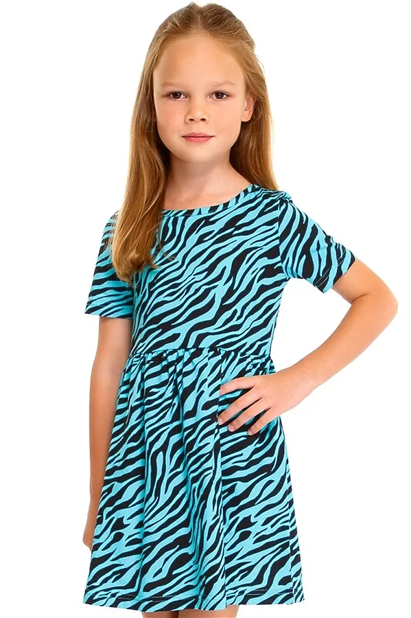Платье АПРЕЛЬ, зебра черный+бирюза - фото 1