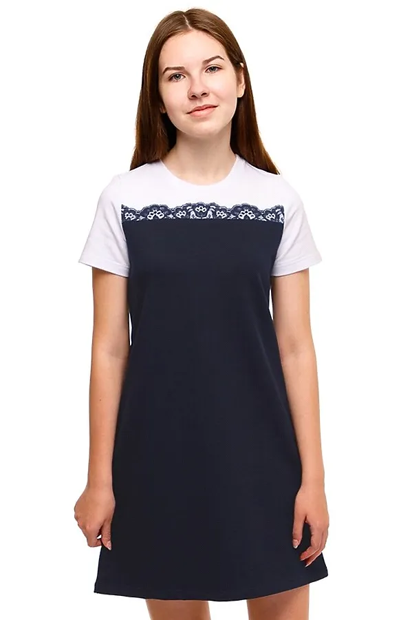 Платье АПРЕЛЬ, темно-синий77+белый - фото 1