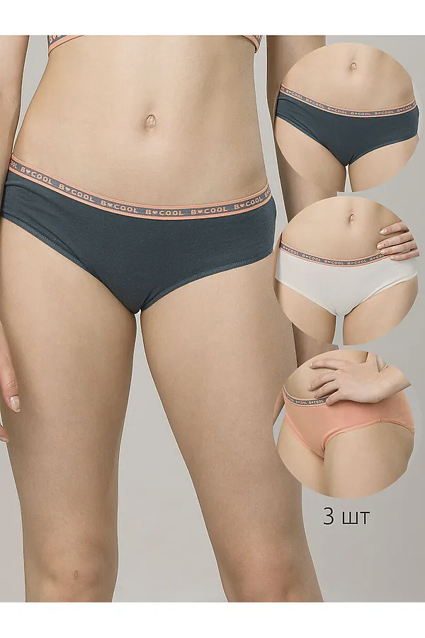 Трусы, 3 шт. PELICAN, светло-серый/персиковый/изумрудный - фото 1