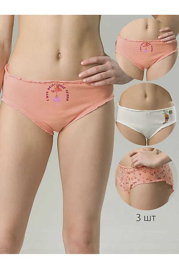 Трусы, 3 шт. PELICAN, персиковый/персиковый/белый - фото 1