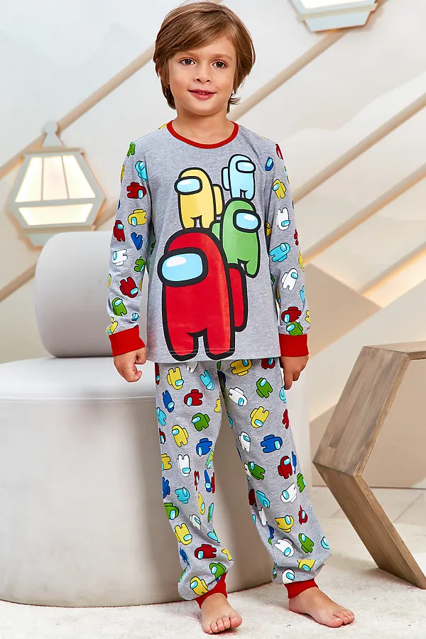 Пижама с брюками Juno AW21BJ631 Sleepwear Boys серый меланж амонг НАТАЛИ, серый меланж амонг - фото 1