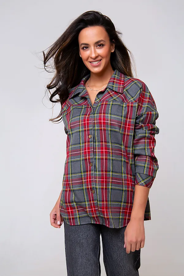 Рубашка 274GRY НАТАЛИ, серый/клетка - фото 1