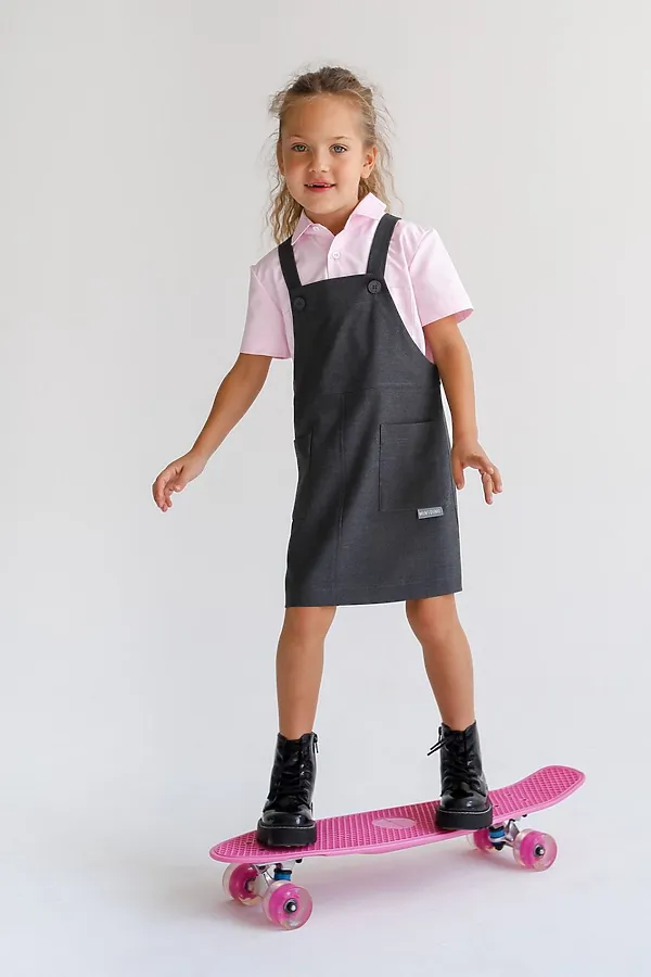 Сарафан Школа антрацит меланж MINIDINO, антрацит меланж - фото 1