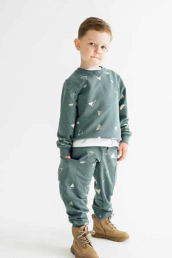 Свитшот Энди принт треугольник васаби MINIDINO, принт треугольник васаби - фото 1