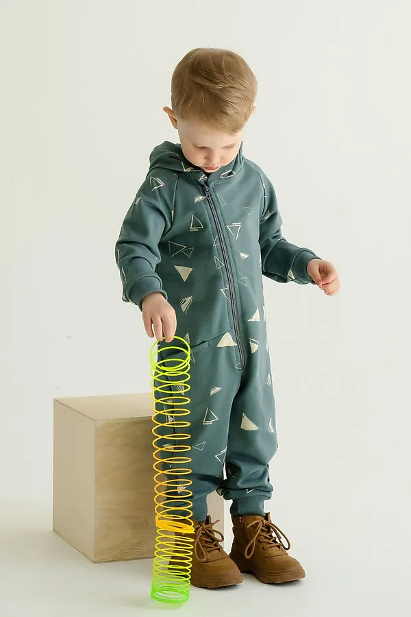 Комбинезон Оптима принт треугольник васаби MINIDINO, принт треугольник васаби - фото 1