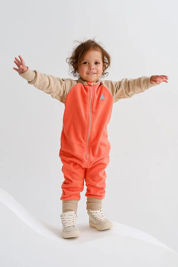 Комбинезон-поддева Colour block персик MINIDINO, персик - фото 1