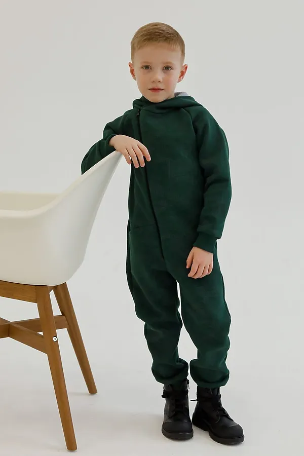 Комбинезон Диджитал начес изумруд MINIDINO, изумруд - фото 1