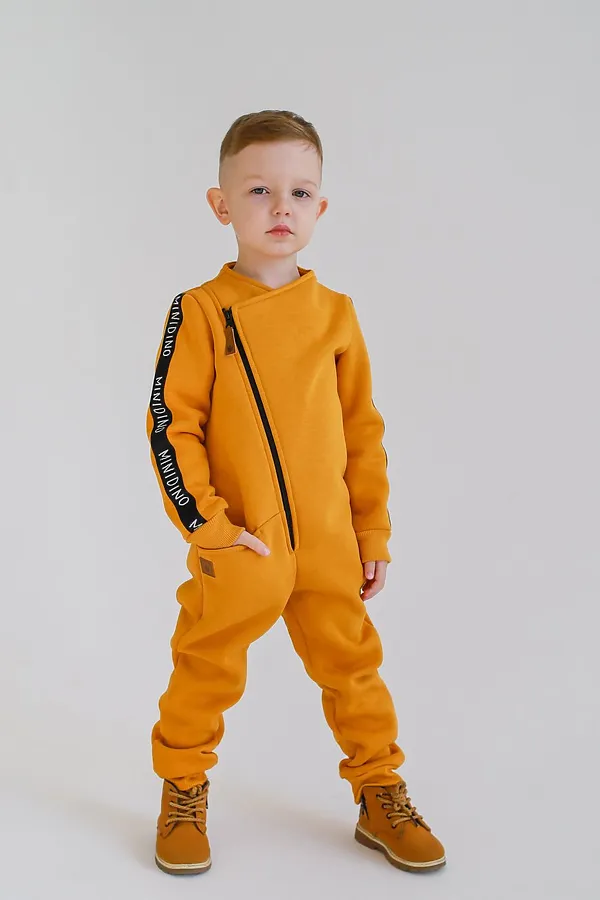 Комбинезон с начесом Лампасы горчица MINIDINO, горчица - фото 1