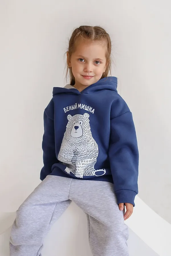 Худи с мишкой нэви MINIDINO, нэви - фото 1