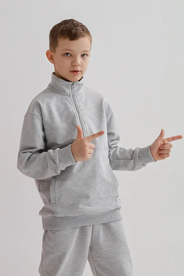 Джемпер Анорак Candy серый меланж MINIDINO, серый меланж - фото 1