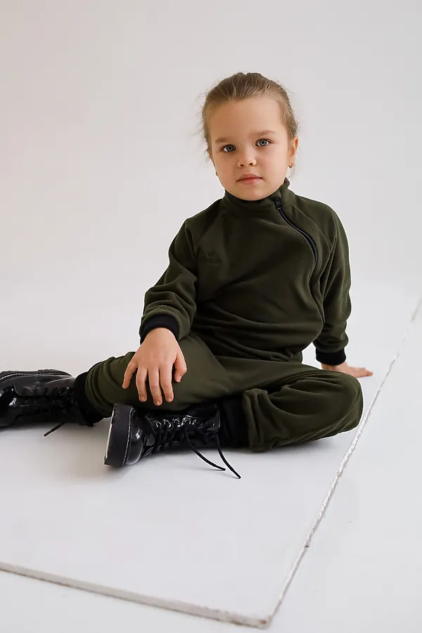 Комбинезон-поддева флис хаки MINIDINO, хаки - фото 1