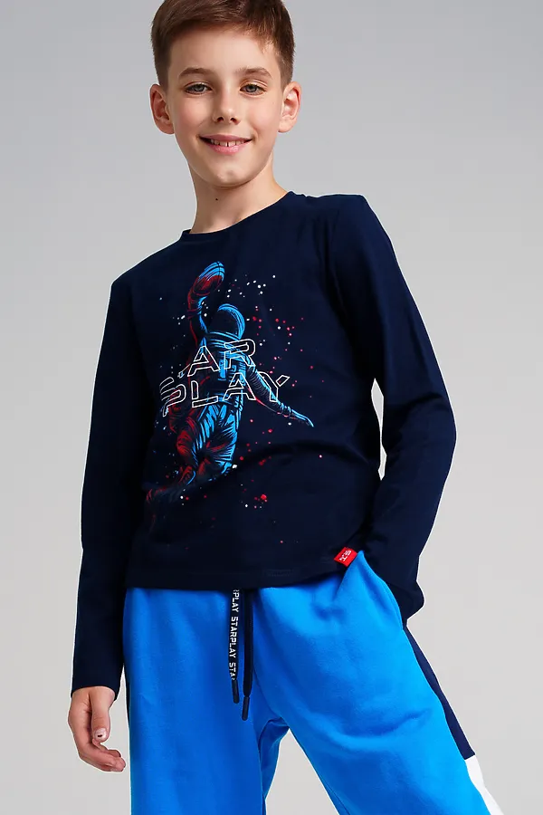 Лонгслив PLAYTODAY, тёмно-синий - фото 1