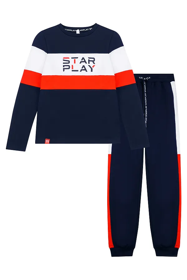Комплект (Свитшот+Брюки) PLAYTODAY, тёмно-синий,белый,красный - фото 1